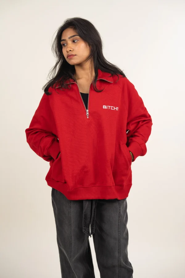 Solid Half Zip-Up Sweatshirt - Image 2
