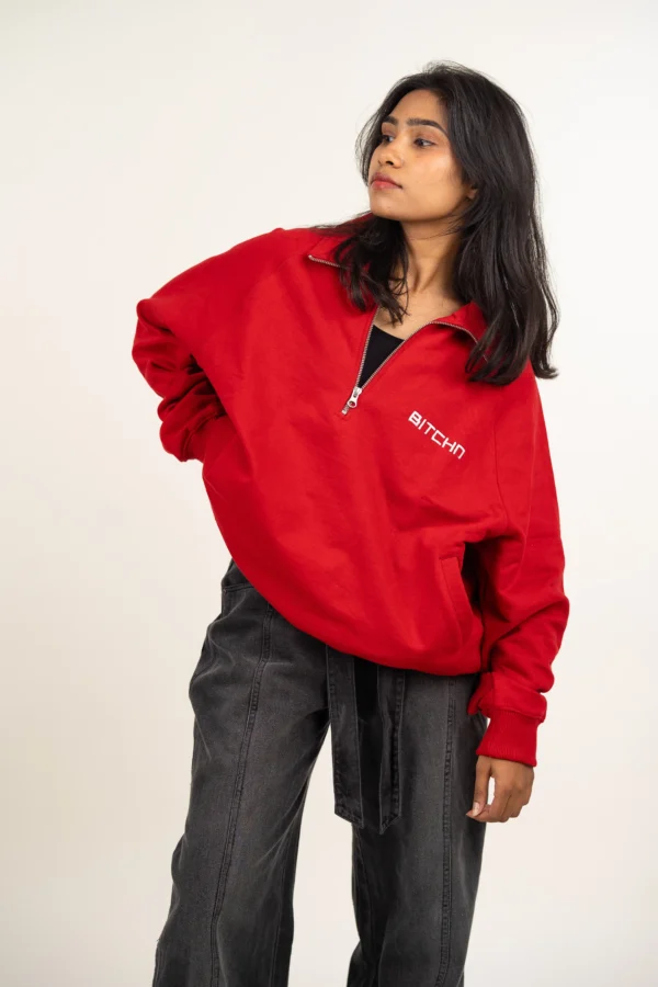 Solid Half Zip-Up Sweatshirt - Image 3