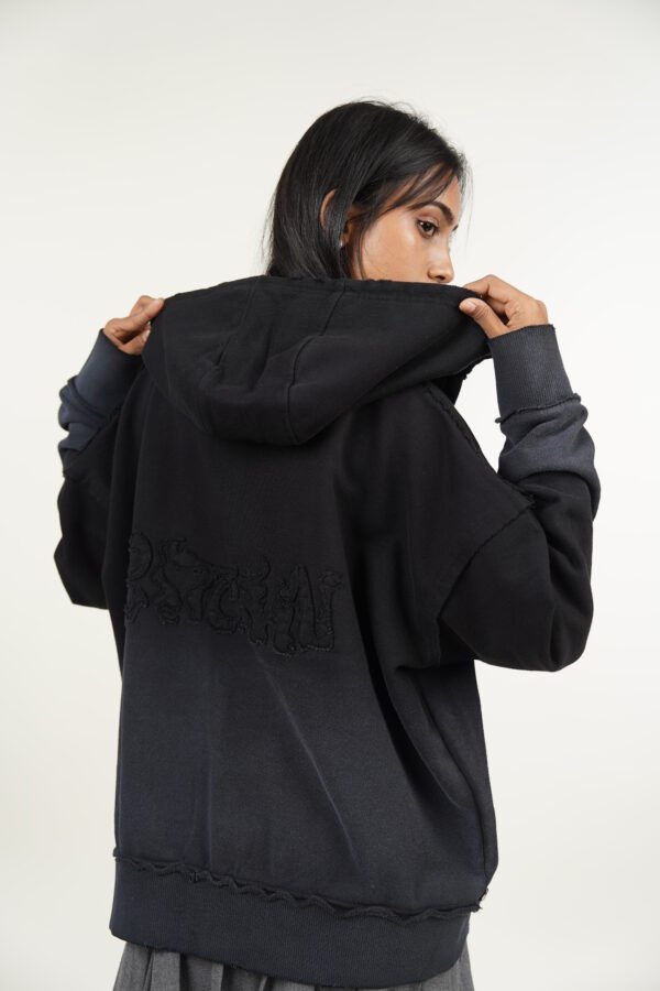 Two-Way Zipper Black Gradient Hoodie - Image 9