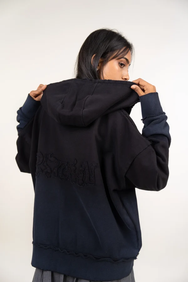 Two-Way Zipper Black Gradient Hoodie - Image 4