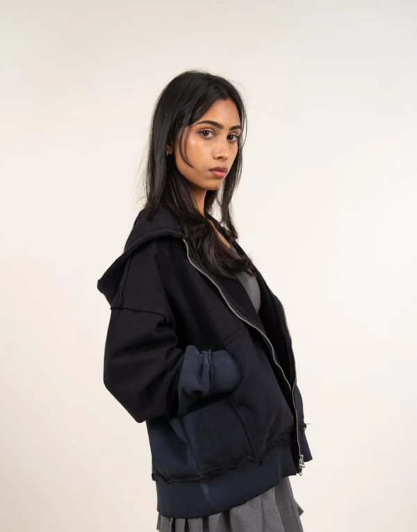 Two-Way Zipper Black Gradient Hoodie - Image 3