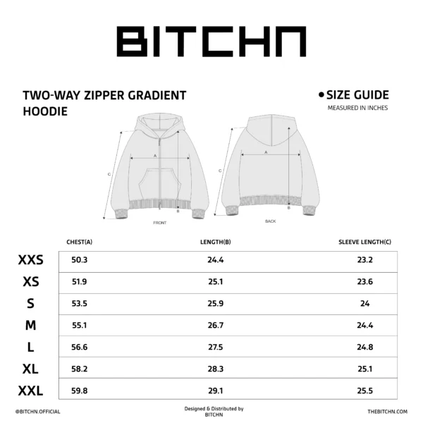 Two-Way Zipper Black Gradient Hoodie - Image 10