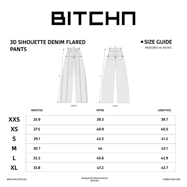 3D Silhouette Denim Flared Pants - Image 5