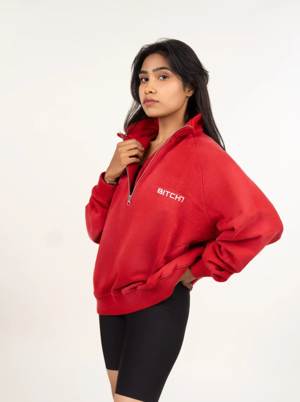 Washed Half Zip-Up Sweatshirt