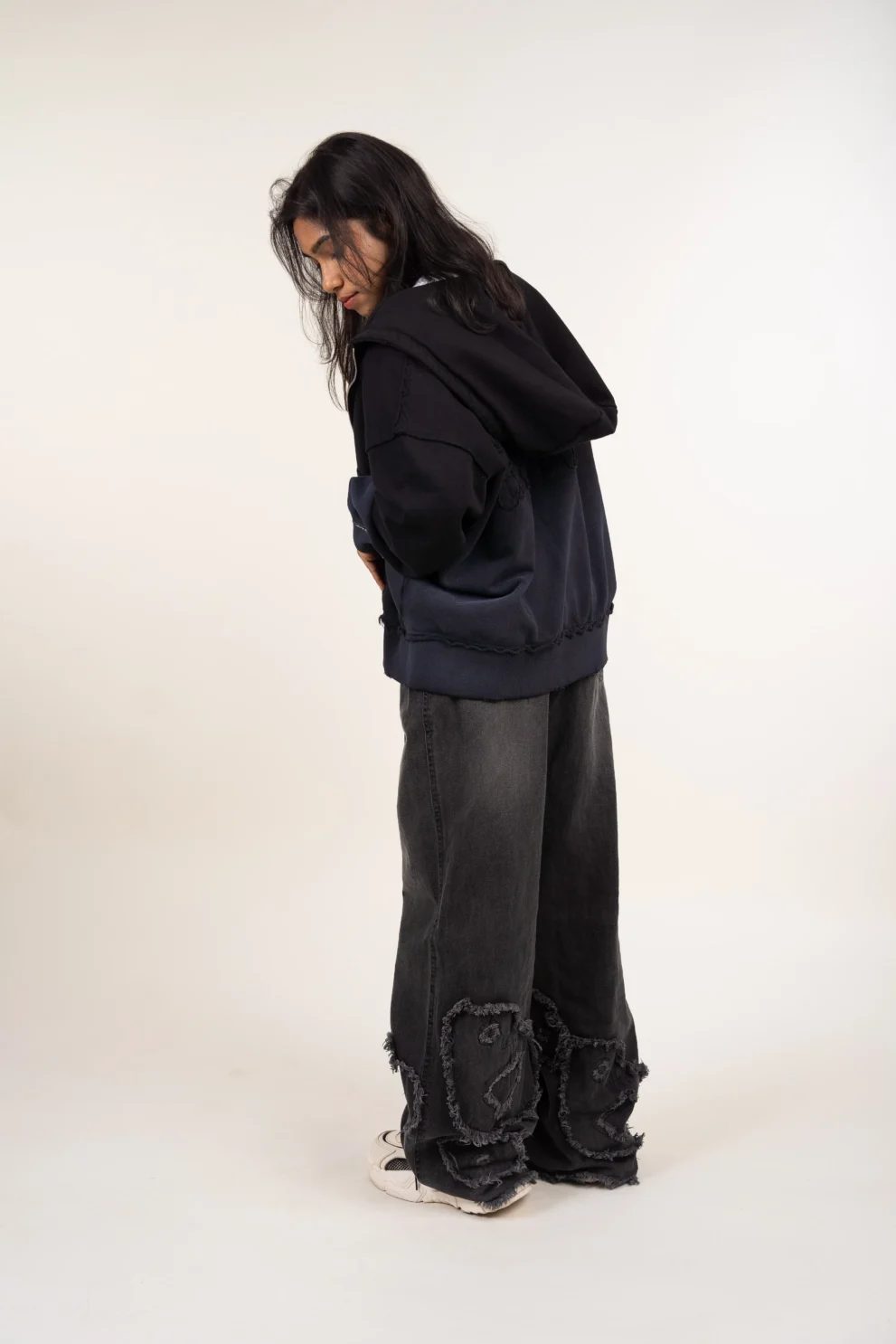 3D Silhouette Denim Flared Pants